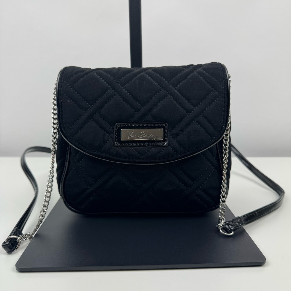 Vera Bradley Quilted Chain Strap Shoulder Crossbody Handbag Classic Black Purse